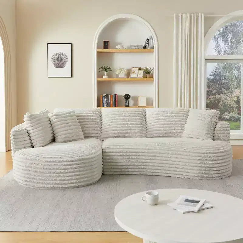 Canapé sectionnel modulaire surdimensionné 4 places avec chaise longue, canapé incurvé moderne en velours côtelé convertible pour salon ou réception - Panipeachy