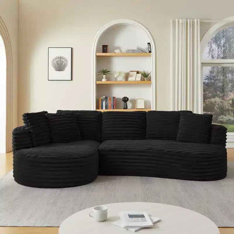 Canapé sectionnel modulaire surdimensionné 4 places avec chaise longue, canapé incurvé moderne en velours côtelé convertible pour salon ou réception - Panipeachy