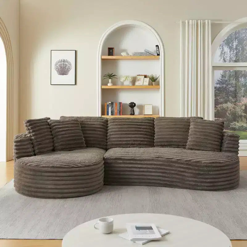 Canapé sectionnel modulaire surdimensionné 4 places avec chaise longue, canapé incurvé moderne en velours côtelé convertible pour salon ou réception - Panipeachy