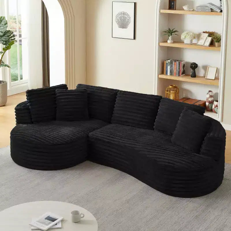 Oversized 4-Seater Modular Sectional Sofa with Chaise, Modern Corduroy Curved Couch Sleeper for Living Room or Reception - Panipeachy