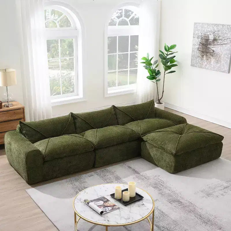 GDFStudio Milo Canapé modulaire moderne 116 en chenille entièrement compressée avec mousse haute densité et ottomane