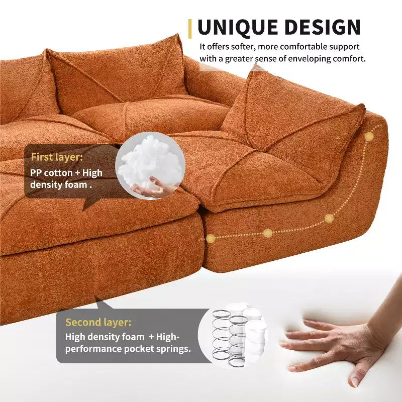 GDFStudio Milo Canapé modulaire moderne 116 en chenille entièrement compressée avec mousse haute densité et ottomane