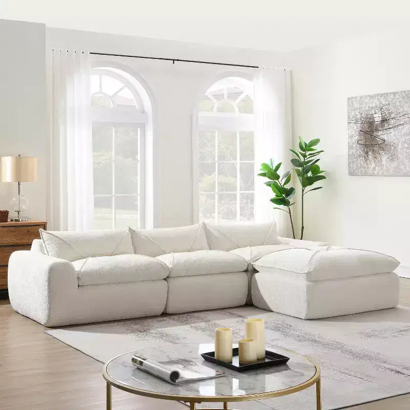 GDFStudio Milo Canapé modulaire moderne 116 en chenille entièrement compressée avec mousse haute densité et ottomane
