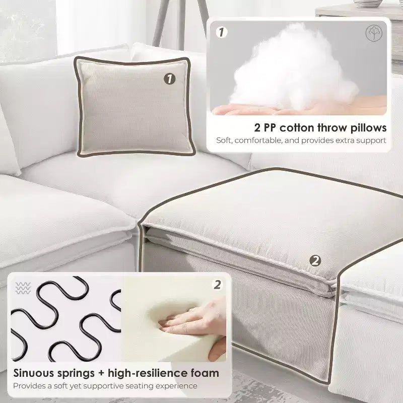 GDFStudio Nelson Moderne 125.5 Canapé Sectionnel Modulaire surdimensionné en Chenille en Forme de L avec Pouf Mobile