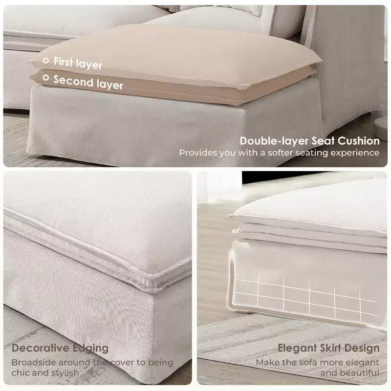 GDFStudio Nelson Moderne 125.5 Canapé Sectionnel Modulaire surdimensionné en Chenille en Forme de L avec Pouf Mobile