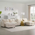 GDFStudio Parker Modern 136 Chenille U-Shaped Modular Sectional Sofa with Two Storage Ottomans and Multifunction Console