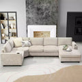 GDFStudio Lucas Modern 119 Oversized Chenille U-Shaped Sectional Sofa with Built-In Cup Holders
