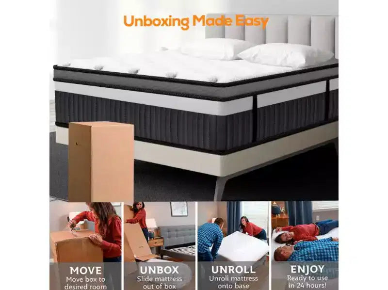 Matelas en mousse à mémoire de forme gel 14 pouces King Fermeté moyenne, Matelas pour le soulagement de la pression et un sommeil frais Certifié CertiPUR-US