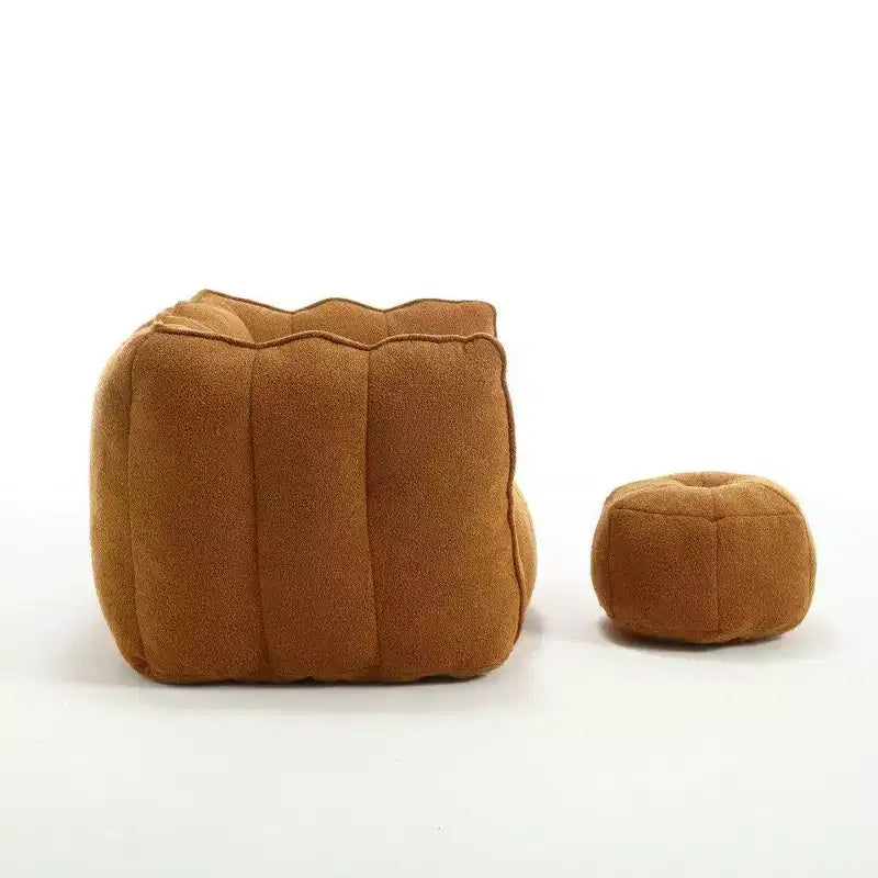 Fauteuil poire Okak Chenille avec ottoman, fauteuil poire lounge à accoudoirs carrés et pouf, canapé en mousse haute résilience pour salon
