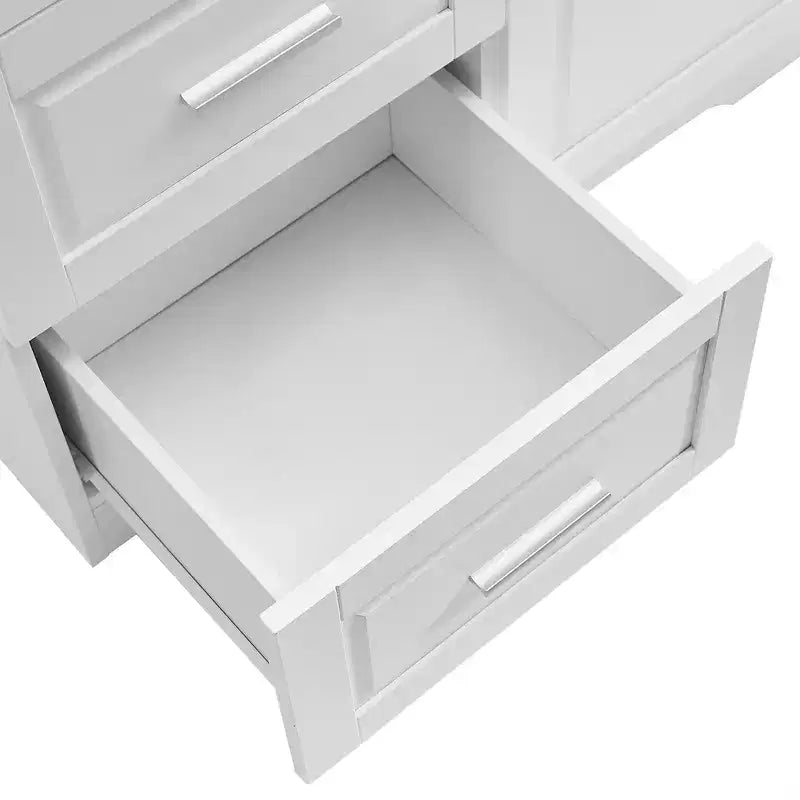 Meuble de rangement de salle de bain autoportant moderne GDFStudio Sienna en bois avec trois tiroirs et une étagère réglable