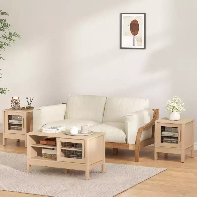 Table de chevet moderne Bestier avec panneau en acrylique transparent et grand espace de rangement, 40,6 x 40,6 x 50,8 cm - Lot de 2