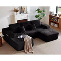 104Cloud Sectional Sofa,U-Shaped Chaise,Deep Seat,Side Pockets,Plush Fabric,No Assembly,Black,Left Facing