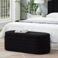 Okak Modern Oval Storage Ottoman Bench with Safety Hinge, Upholstered Entryway Bench, End Of Bed Bench for Living Room, Entryway