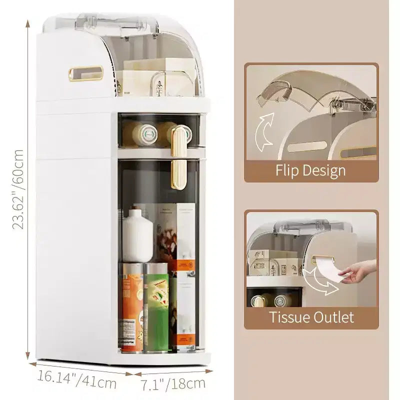 Meuble de rangement ultra-fin à roulettes - Organisateur étroit et mince à 3 niveaux pour petits espaces, tiroirs transparents, ABS+PP étanche et robuste
