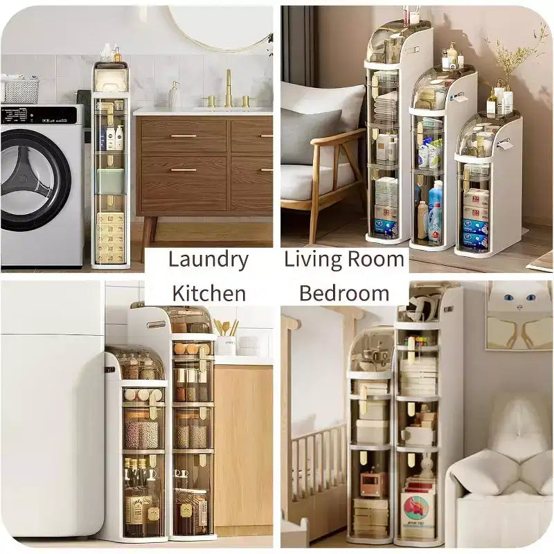 Meuble de rangement ultra-fin à roulettes - Organisateur étroit et mince à 3 niveaux pour petits espaces, tiroirs transparents, ABS+PP étanche et robuste