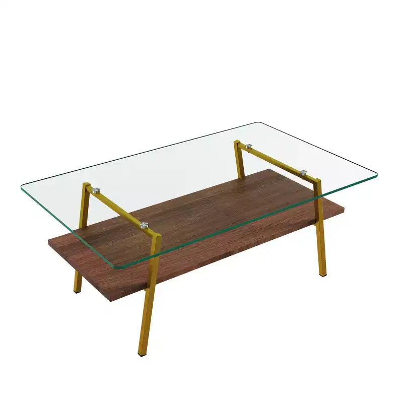 Table basse rectangulaireTable basse en verre avec plateau en verre trempé, pieds en métal, table transparente moderne pour salon, appartement ou maison