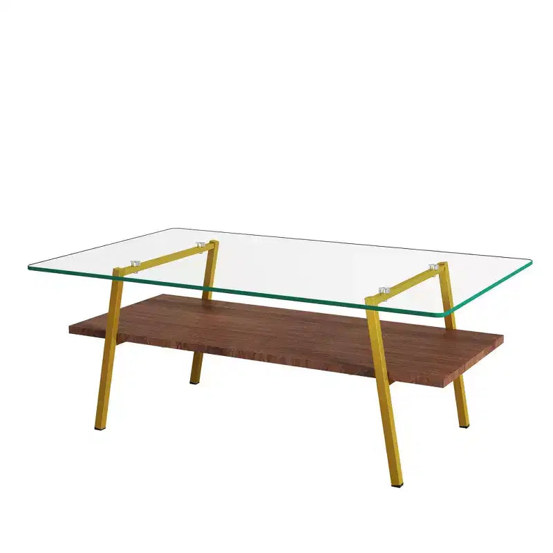 Table basse rectangulaireTable basse en verre avec plateau en verre trempé, pieds en métal, table transparente moderne pour salon, appartement ou maison