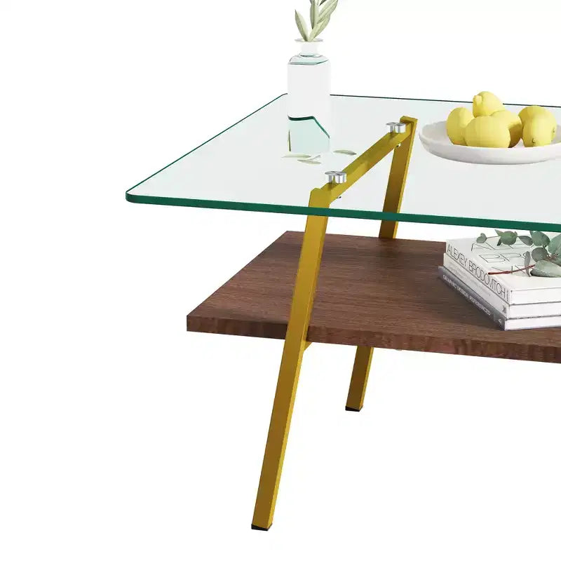 Table basse rectangulaireTable basse en verre avec plateau en verre trempé, pieds en métal, table transparente moderne pour salon, appartement ou maison