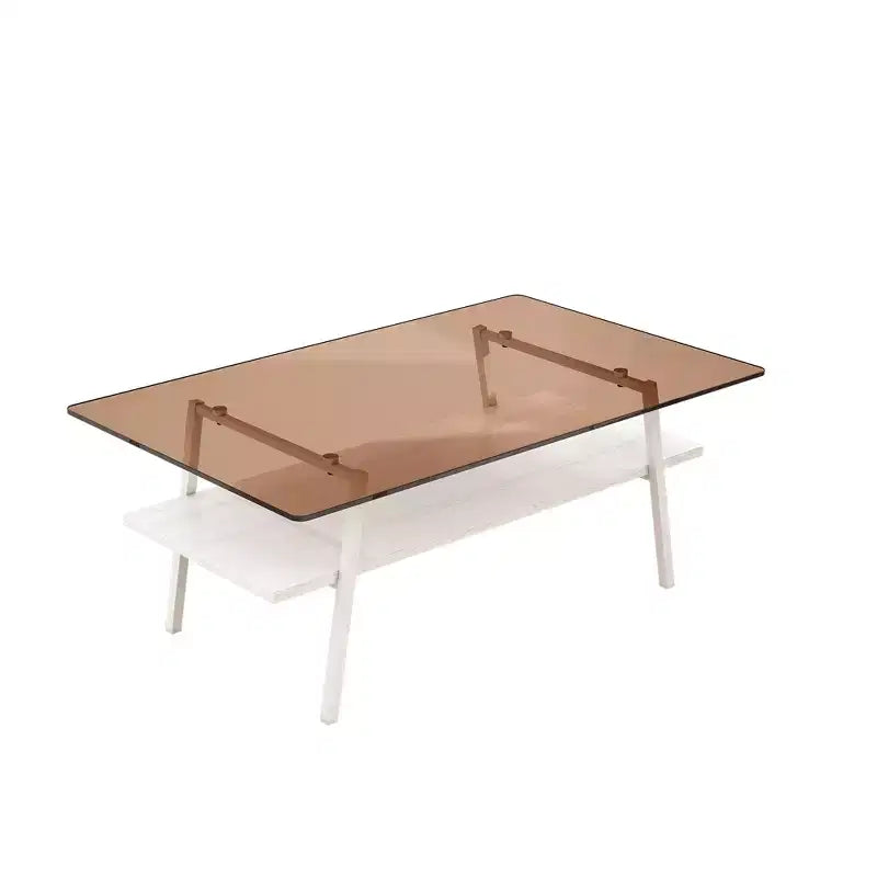 Table basse rectangulaireTable basse en verre avec plateau en verre trempé, pieds en métal, table transparente moderne pour salon, appartement ou maison