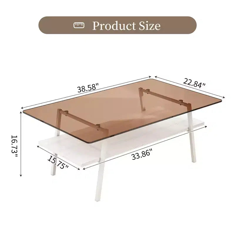 Table basse rectangulaireTable basse en verre avec plateau en verre trempé, pieds en métal, table transparente moderne pour salon, appartement ou maison