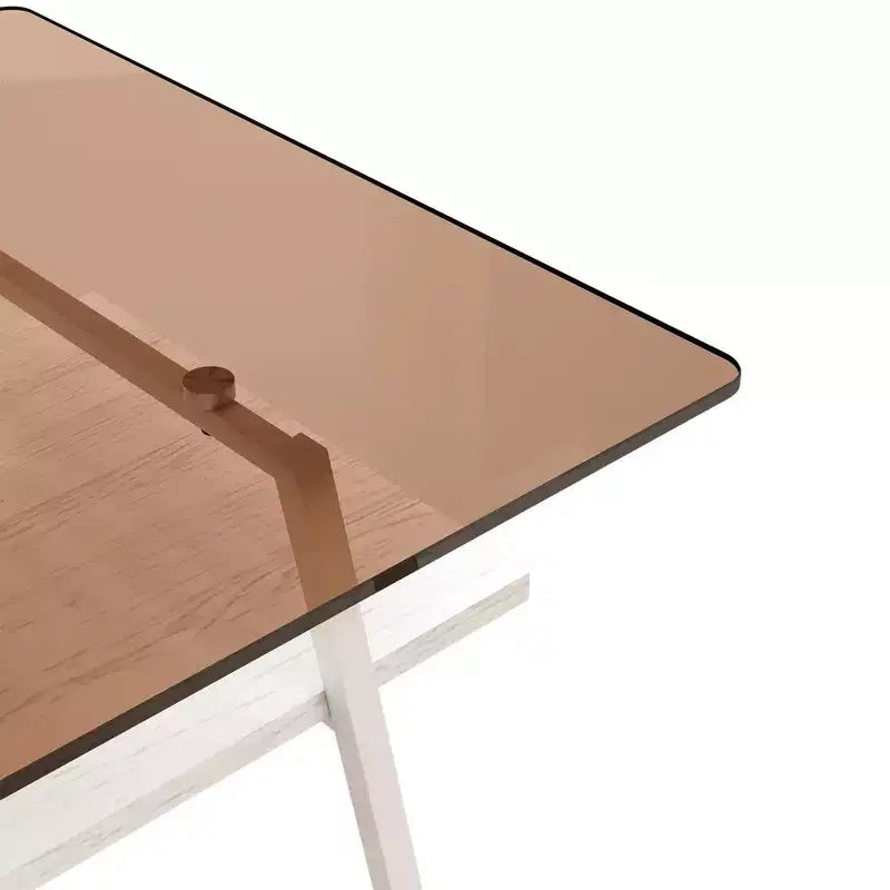 Table basse rectangulaireTable basse en verre avec plateau en verre trempé, pieds en métal, table transparente moderne pour salon, appartement ou maison
