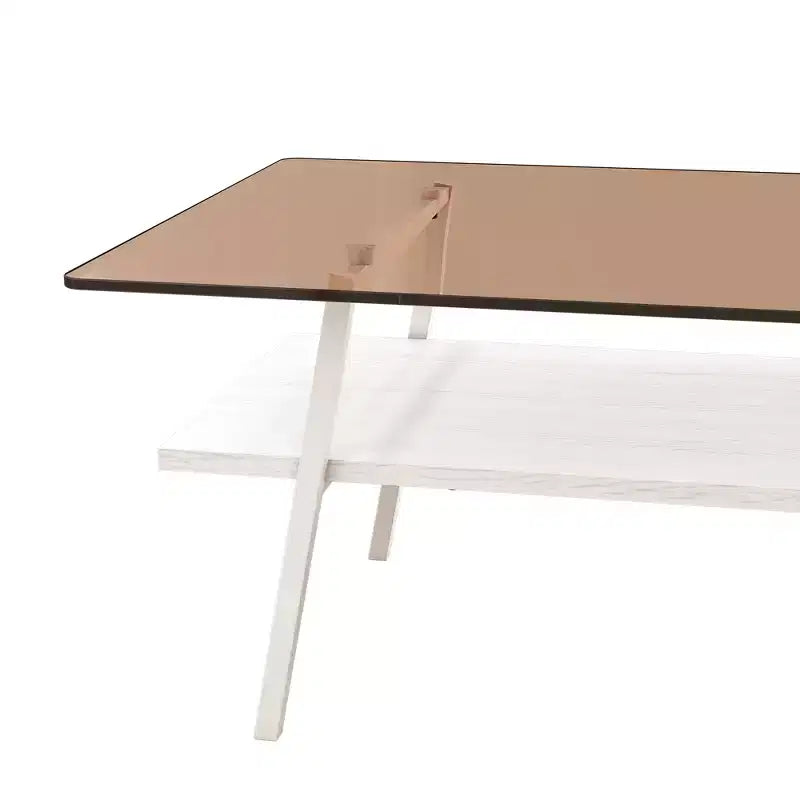 Table basse rectangulaireTable basse en verre avec plateau en verre trempé, pieds en métal, table transparente moderne pour salon, appartement ou maison