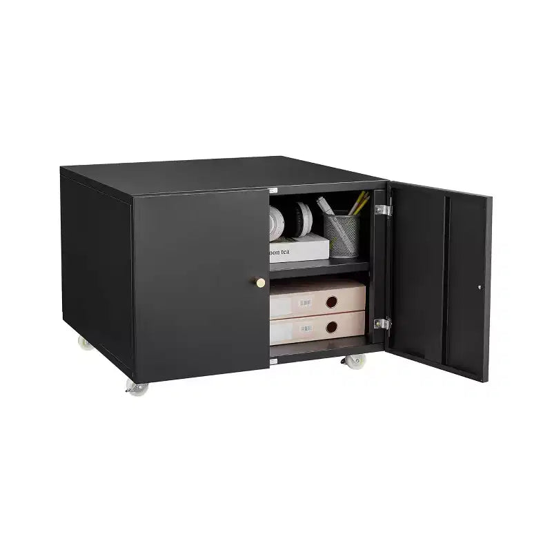 Meuble d'imprimante COZONY avec rangement, table d'imprimante 3D robuste, étagère réglable, double porte, sur roulettes, table pour télécopieur en métal pour bureau à domicile