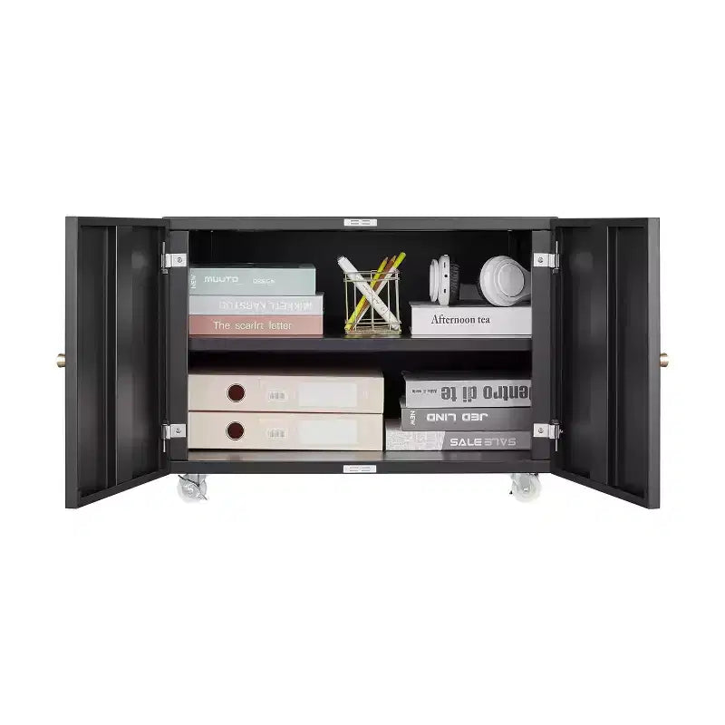 Meuble d'imprimante COZONY avec rangement, table d'imprimante 3D robuste, étagère réglable, double porte, sur roulettes, table pour télécopieur en métal pour bureau à domicile
