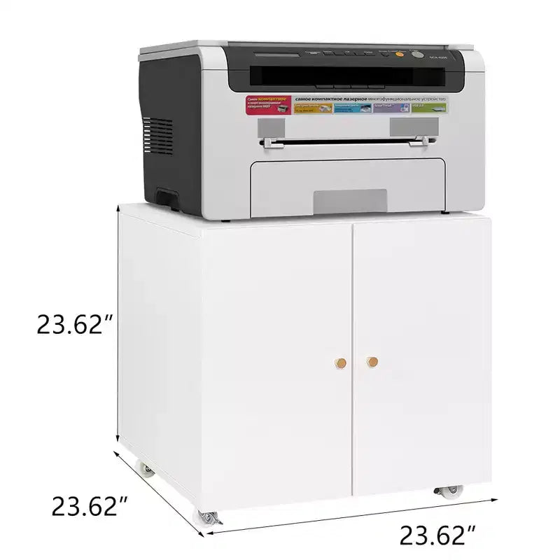Meuble d'imprimante COZONY avec rangement, table d'imprimante 3D robuste, étagère réglable, double porte, sur roulettes, table pour télécopieur en métal pour bureau à domicile