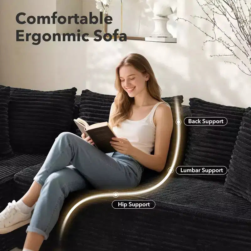 Canapé sectionnel en L de 269 cm, canapé modulaire moderne avec méridienne, meuble rembourré à assise profonde pour salon