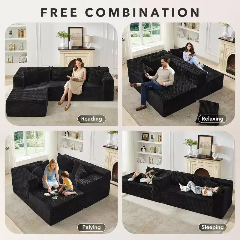 Canapé sectionnel en L de 269 cm, canapé modulaire moderne avec méridienne, meuble rembourré à assise profonde pour salon
