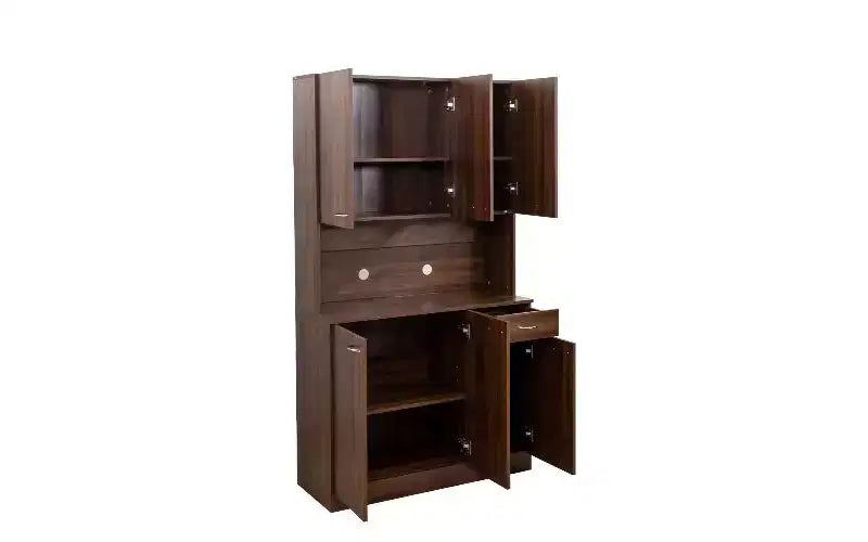 TUYOHW Armoire de rangement 6 portes, Armoire et meuble de cuisine haute de 180 cm avec tiroir et étagère ouverte, Meuble de rangement de cuisine et armoire de chambre en MDF