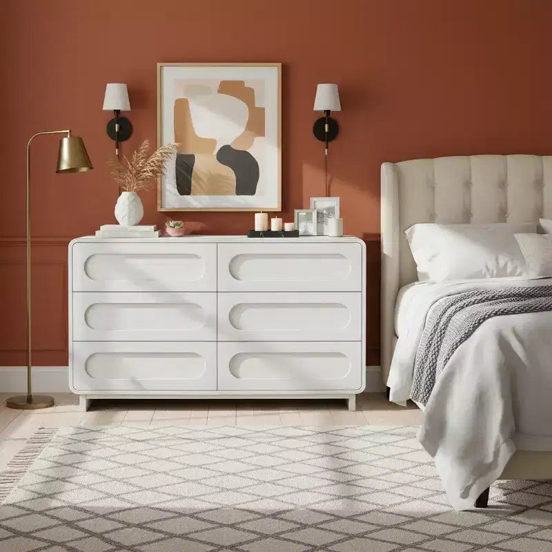 Teamson Home Tenley Commode moderne en bois à 6 tiroirs, armoire de rangement avec tiroirs à ouverture par pression
