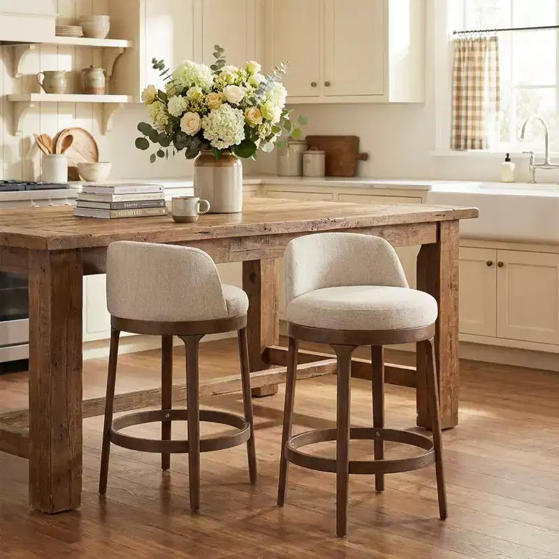 Tabourets de bar rembourrés Christopher Knight Home Shinji en hévéa (lot de 2)