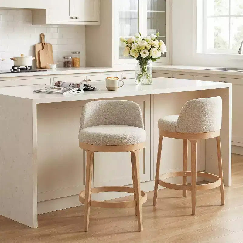 Tabourets de bar rembourrés Christopher Knight Home Shinji en hévéa (lot de 2)