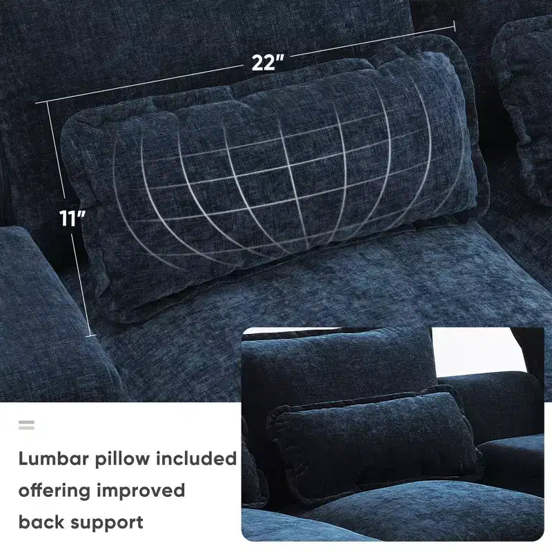 GDFStudio Parker - Canapé d'angle moderne en chenille en U avec console et double méridienne