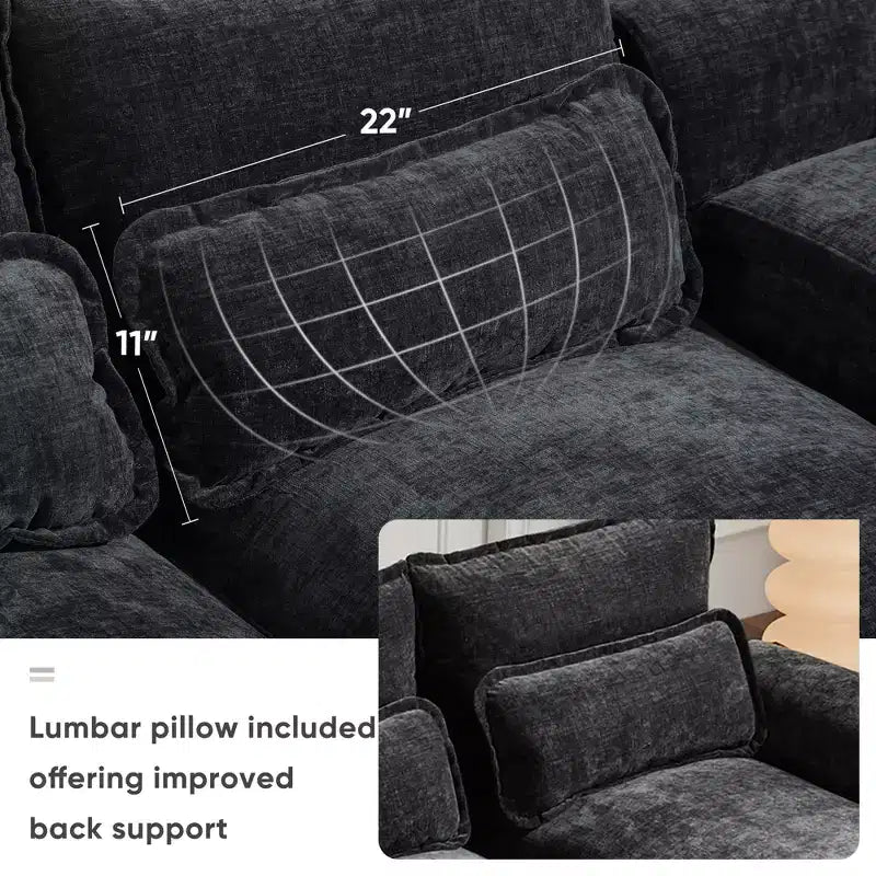 GDFStudio Parker - Canapé d'angle moderne en chenille en U avec console et double méridienne