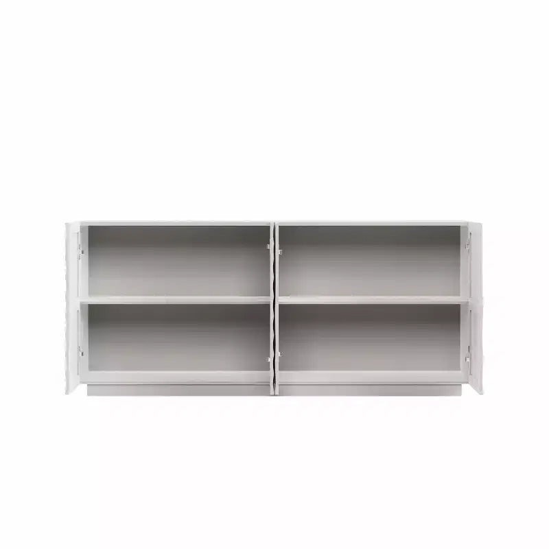 59 Buffet de buffet latéral en spirale moderne, meuble de rangement d'entrée d'art à profil bas avec portes texturées à ondulations 3D - Panipeachy