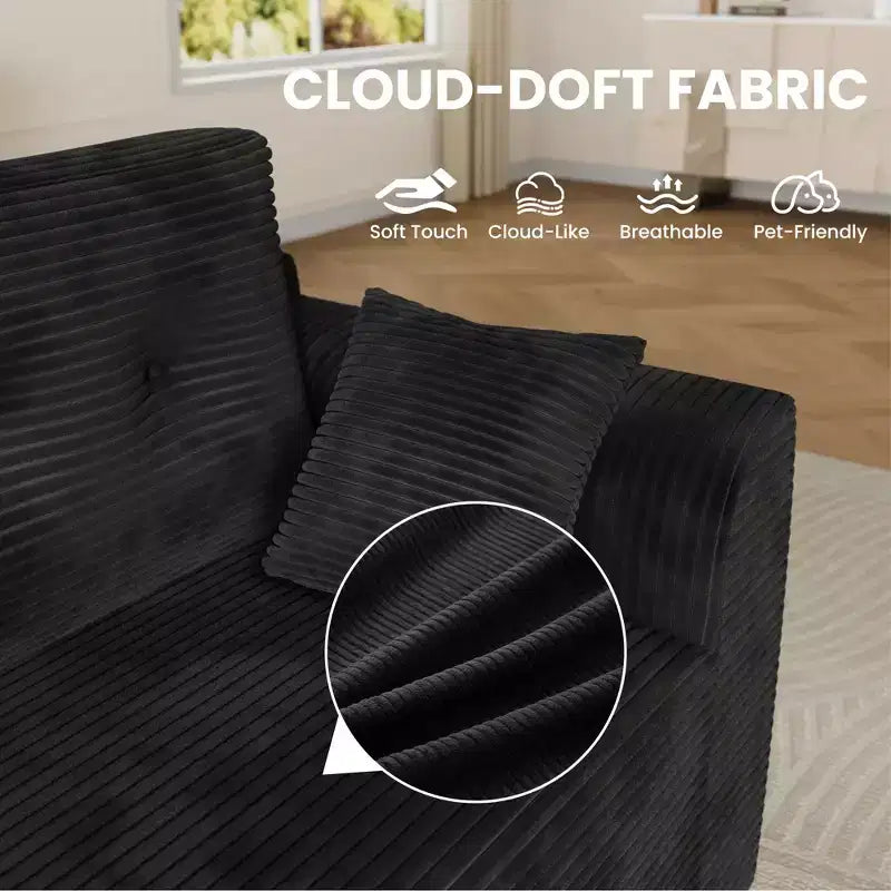 Canapé sectionnel modulaire de 267 cm avec assise profonde, canapé sectionnel Cloud avec méridienne surdimensionnée, canapé-lit sans assemblage requis pour salon et chambre