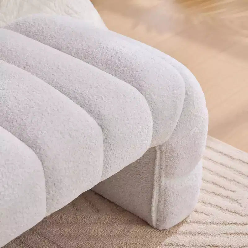 Okak 69.7 Banc de lit moderne sans accoudoirs avec capitonnage cannelé, poufs-ottomans en chenille, banc d'entrée pour salon, chambre à coucher