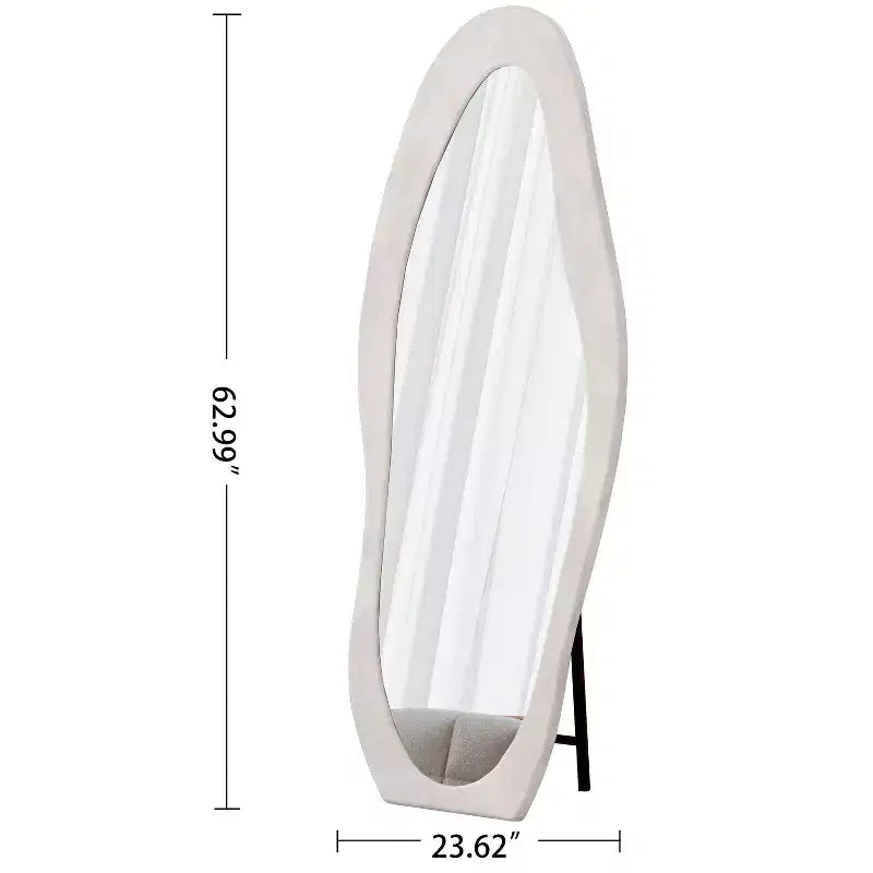 Miroir pleine longueur en flanelle TUYOHW, forme de vague irrégulière, avec trou de suspension, miroir de corps mural ou miroir de sol inclinable pour chambre, salon