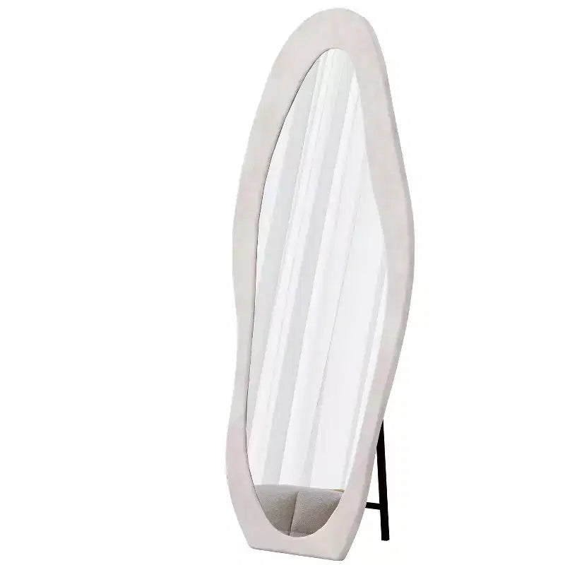 Miroir pleine longueur en flanelle TUYOHW, forme de vague irrégulière, avec trou de suspension, miroir de corps mural ou miroir de sol inclinable pour chambre, salon