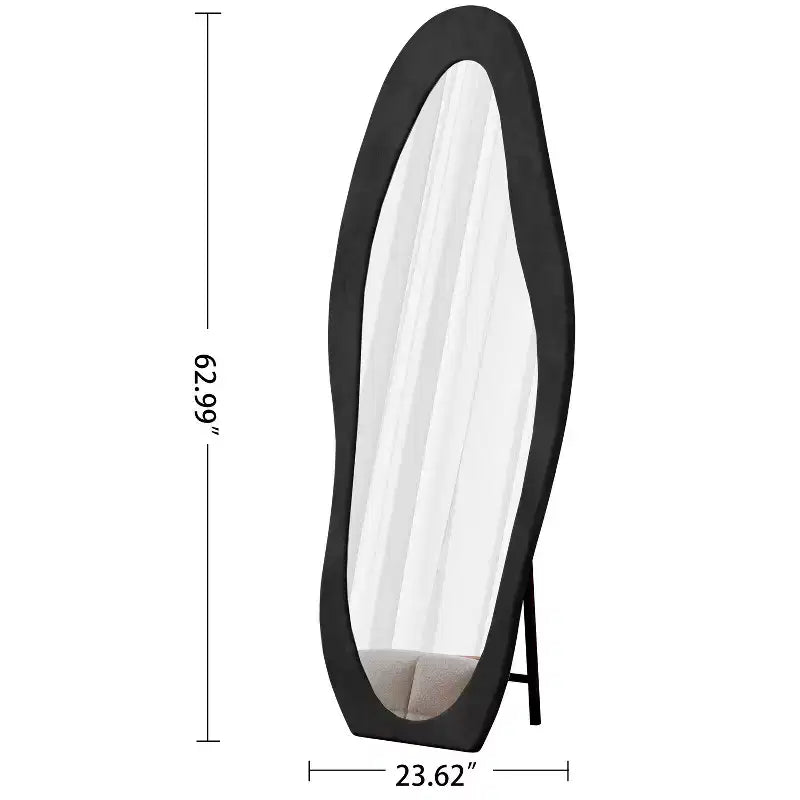 Miroir pleine longueur en flanelle TUYOHW, forme de vague irrégulière, avec trou de suspension, miroir de corps mural ou miroir de sol inclinable pour chambre, salon
