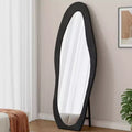 Miroir pleine longueur en flanelle TUYOHW, forme de vague irrégulière, avec trou de suspension, miroir de corps mural ou miroir de sol inclinable pour chambre, salon