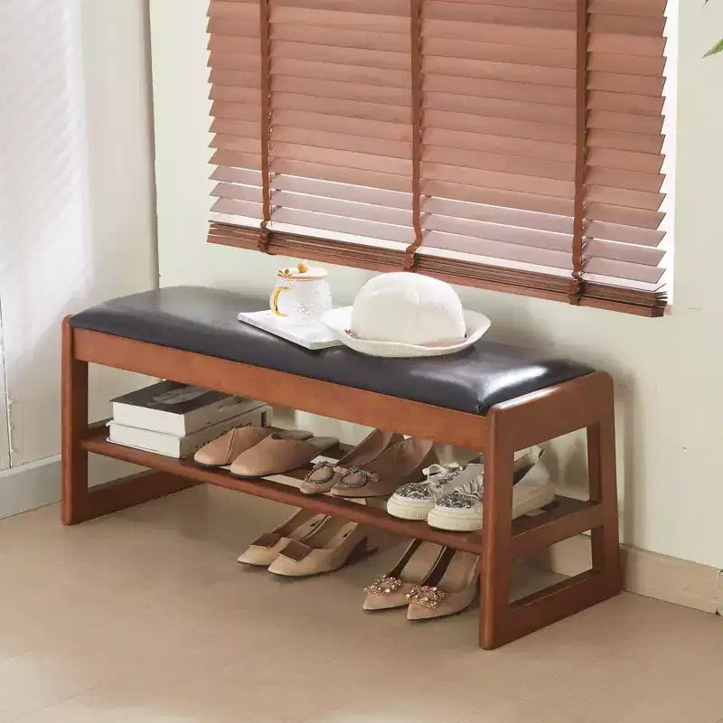 Banc à chaussures de 100 cm avec rangement - Banc d'entrée à 2 niveaux avec coussin en PU, organiseur d'entrée peu encombrant