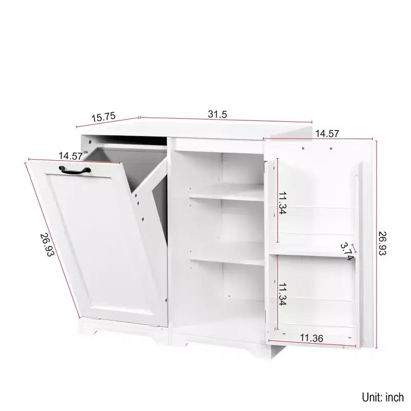 JVNOXK Meuble à linge de 80 cm avec portes et étagères, panier à linge inclinable et coulissant, étagères réglables, blanc