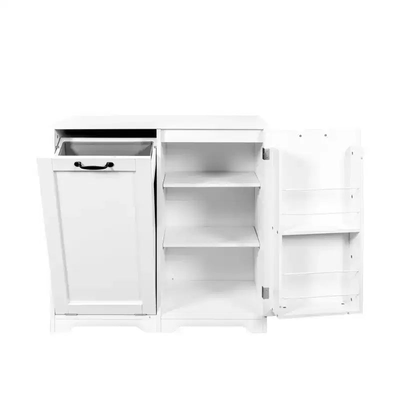 JVNOXK Meuble à linge de 80 cm avec portes et étagères, panier à linge inclinable et coulissant, étagères réglables, blanc