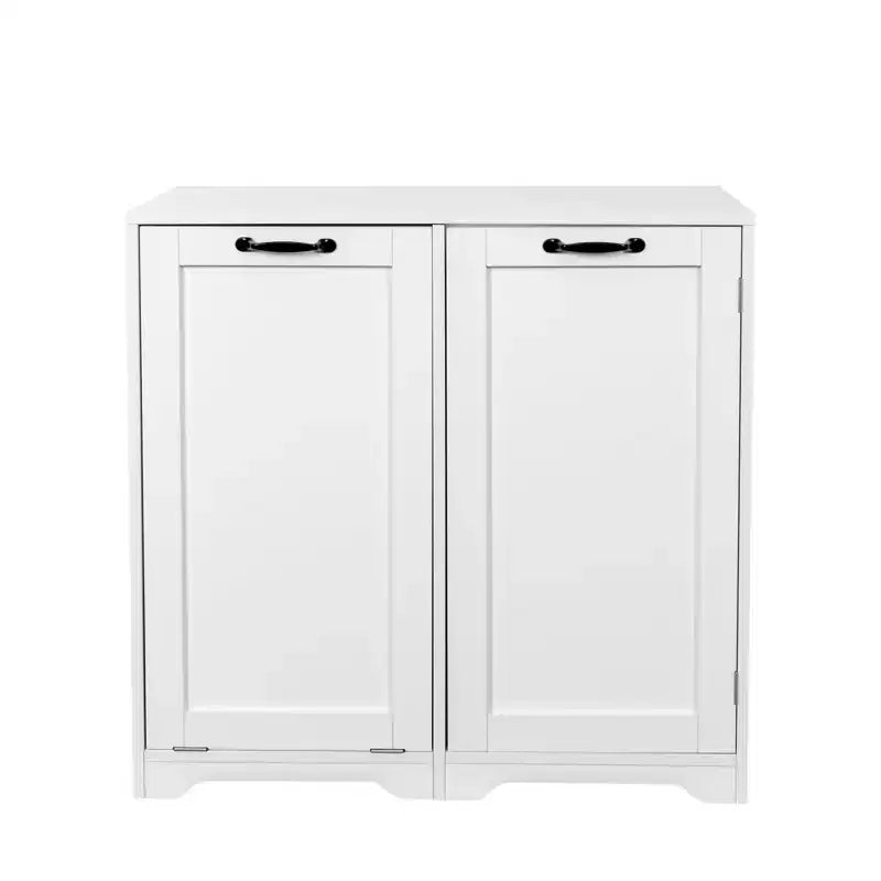 JVNOXK Meuble à linge de 80 cm avec portes et étagères, panier à linge inclinable et coulissant, étagères réglables, blanc