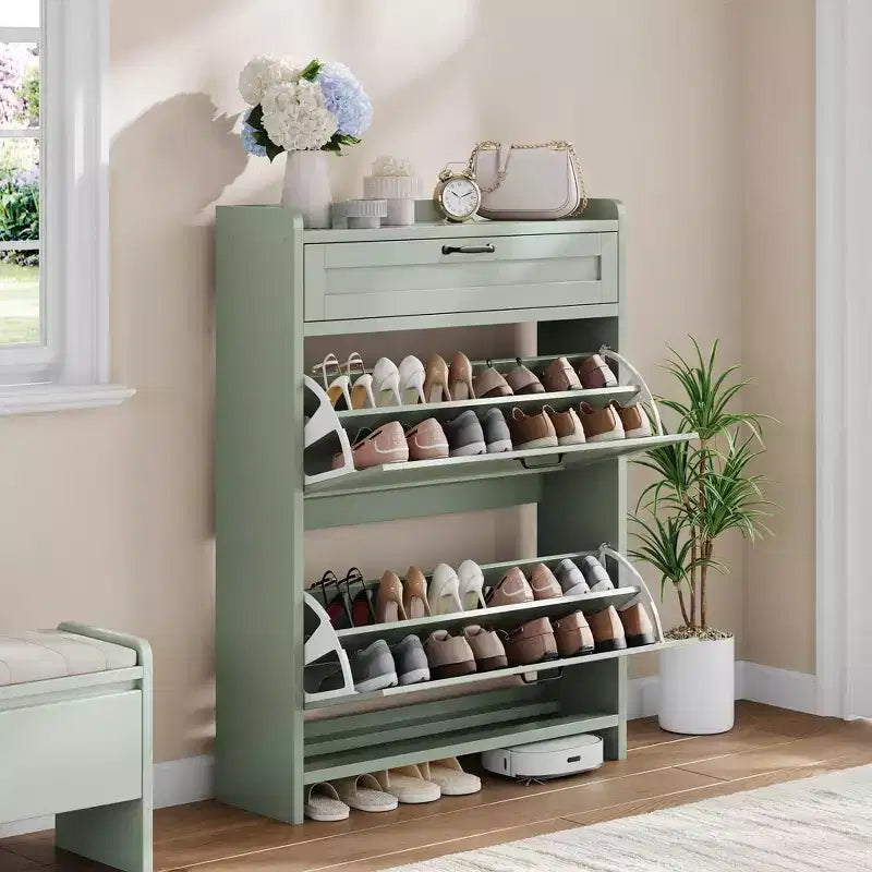 Meuble à chaussures moderne avec tiroir rotatif, organisateur de rangement peu encombrant pour entrée