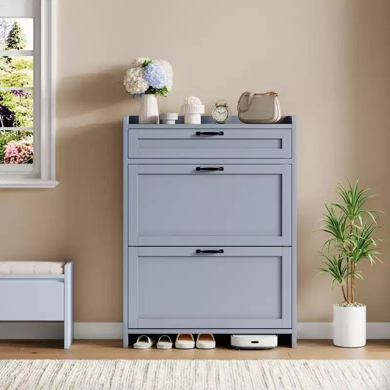 Meuble à chaussures moderne avec tiroir rotatif, organisateur de rangement peu encombrant pour entrée